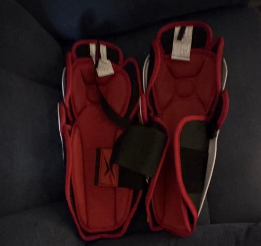 TronX Ice Hockey 14" Shin Guard Pads Padded White/Red/Black Pair