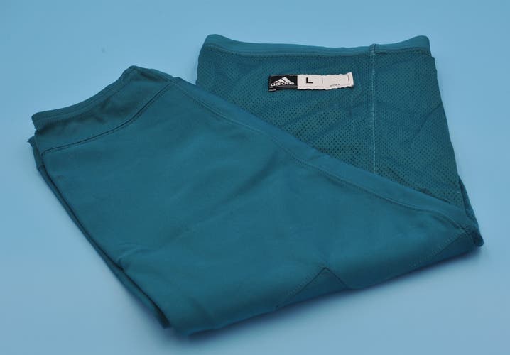San Jose Sharks used Adidas Solid Teal Practice Worn Socks L