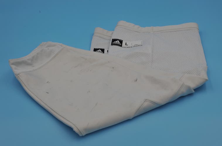 San Jose Sharks used Adidas Solid White Practice Worn Socks L