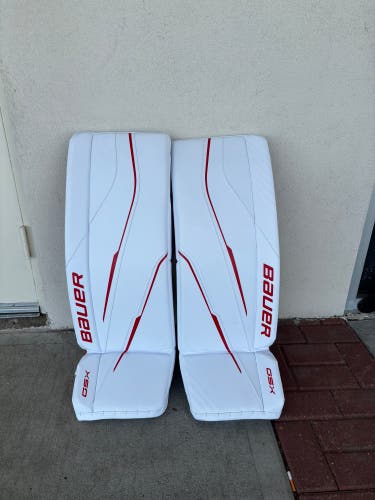 White Medium Senior Bauer GSX Goalie Leg Pads (New)