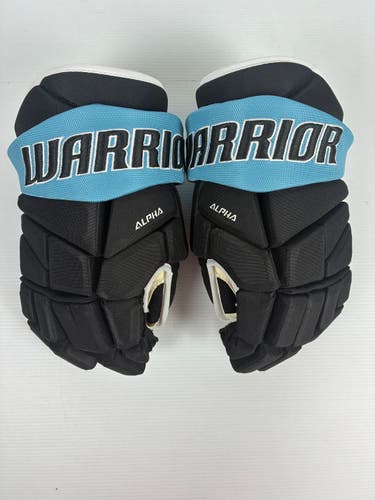 Like New 14" Warrior Alpha Pro Stock Hockey Gloves - Black/Blue