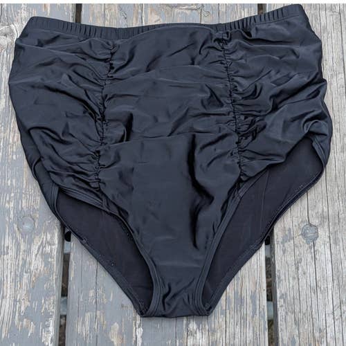 Torrid Black High-Waisted Ruched Swim Bottoms