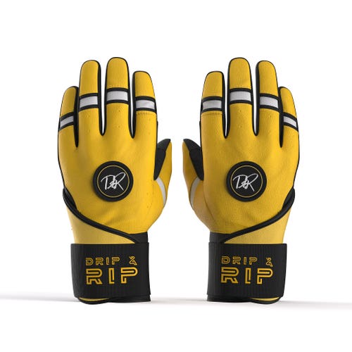 Drip & Rip™ 'Baller' Series Premium Leather Long Cuff Batting Glove Danger Zone