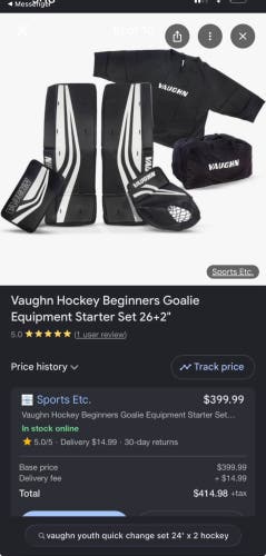 24" 2024 Vaughn Regular Beginner Goalie Equipment Full Set (New)