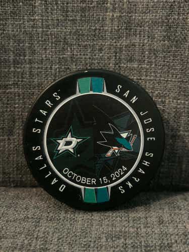 Dallas Stars vs San Jose Sharks October 15, 2024 Official Match Up Hockey Puck