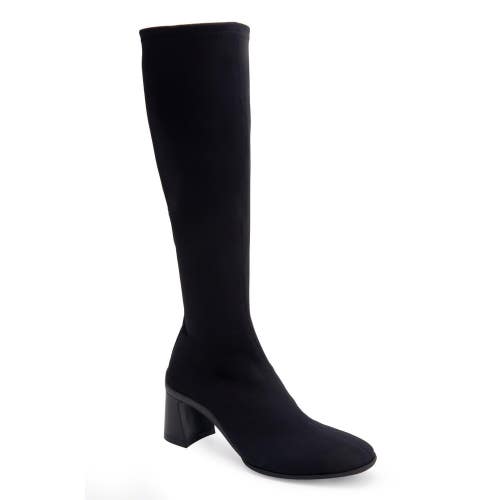 Aerosoles Centola Boots Women's US 9M Black Stretch Faux Suede Block Heel HAM720