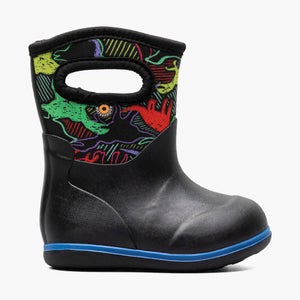 Bogs Classic Neon Dino 73095I-009 Toddler 4M Black Waterproof Rain Boots HAM661