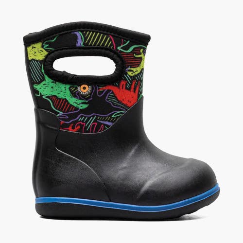 Bogs Classic Neon Dino 73095I-009 Toddler 4M Black Waterproof Rain Boots HAM653