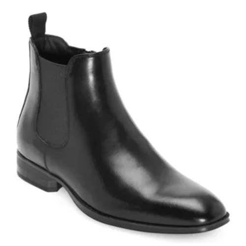 J. Ferrar Stanwell Boots Mens 9.5 M Black Faux Leather Square Toe Chelsea HAM636
