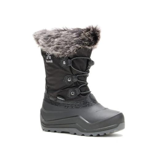 Kamik Powdery 3 NF8421-BLK Kids US 11 Black Faux Fur Collar Winter Boots HAM679