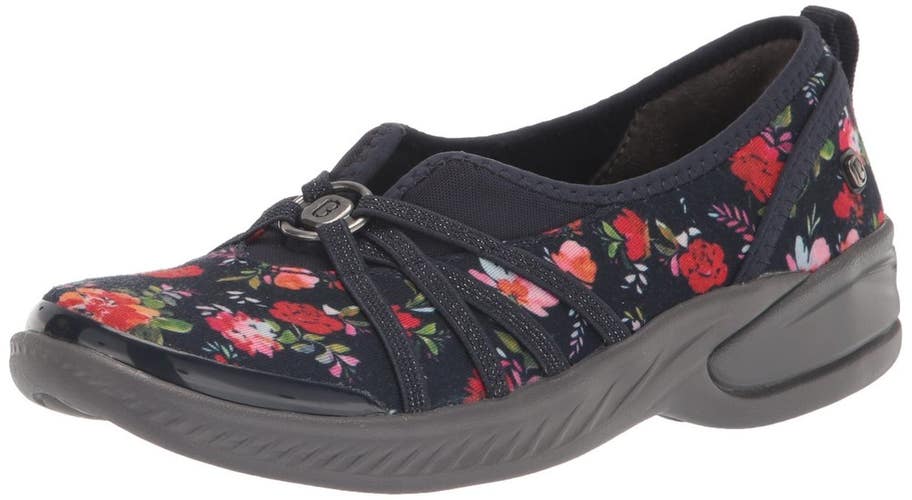 Bzees For LifeStride Niche Ballet Flats Women's 6.5M Navy Floral Shoes HTAT1307