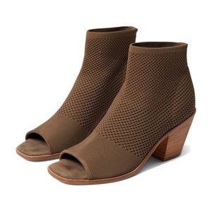 Eileen Fisher Ark Boots Womens 8B Antelope Stretch Knit Peep Toe Bootie HTAT1303