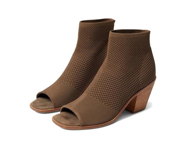Eileen Fisher Ark Boots Womens 8B Antelope Stretch Knit Peep Toe Bootie HTAT1303
