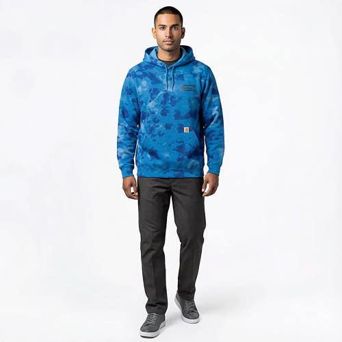 Carhartt Hoodie Mens Blue Watercolor Camo Midweight Long Sleeve Pullover JAX1637