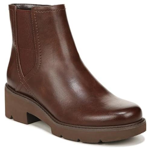 Naturalizer Cade Boots Women's 9 M Cinnamon Leather Block Heel Chelsea LION1062