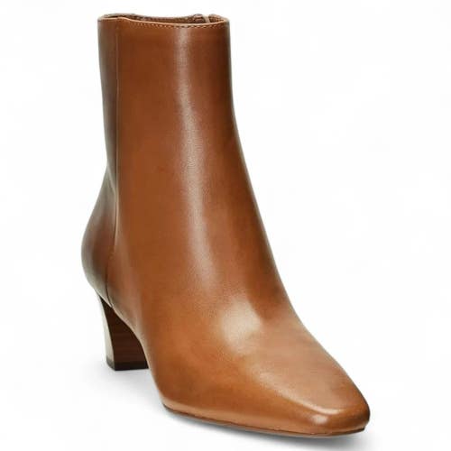 Lauren Ralph Lauren Willa Boots Womens 5B Tan Leather Square Toe Bootie LION1079