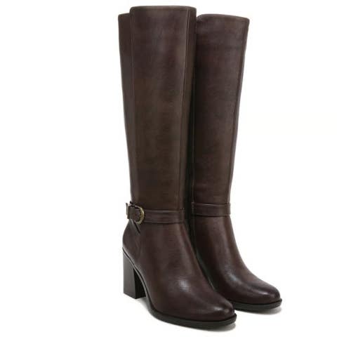 Naturalizer Joslynn Women's 8.5 M Dark Brown Faux Leather Riding Boots LION1066