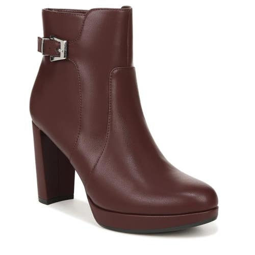 Naturalizer Braxton Boots Women's 7.5M Cabernet Block Heel Ankle Bootie LION1058
