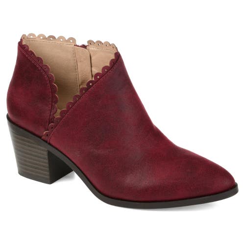 Journee Collection Tessa Boots Women's 7M Wine Faux Suede Ankle Bootie LION1072