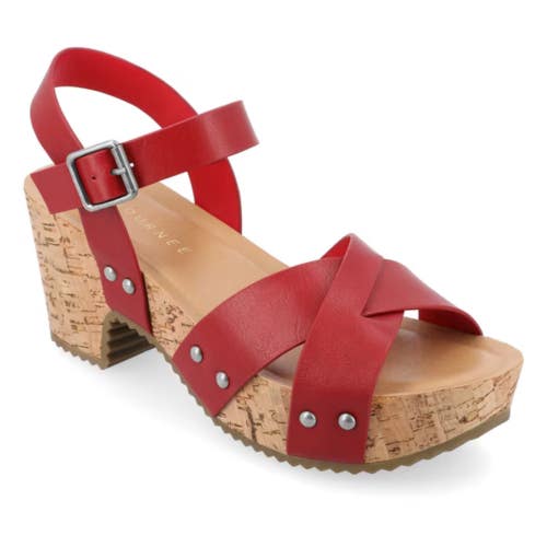Journee Collection Valentina Sandals Women's US 9M Red Studded Platform LION1069