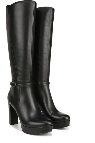 Naturalizer Fenna Boots Women's 9.5B Black Leather Block Heel Knee-High LION1064