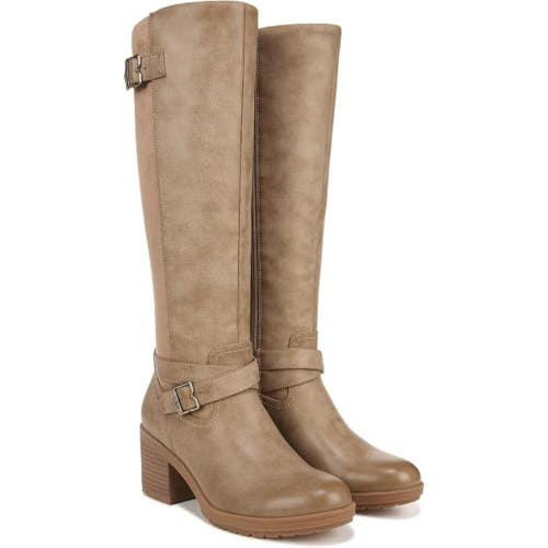 Dr. Scholl's Prairie Boots Women's 8.5 M Taupe Faux Leather Block Heel LION1068