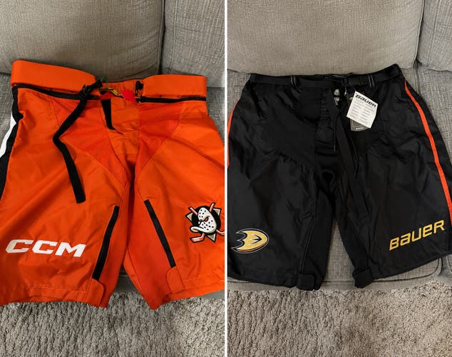 Anaheim Ducks BUNDLE Senior/Intermediate XL CCM/Bauer Hockey Pants Pro Stock (New)
