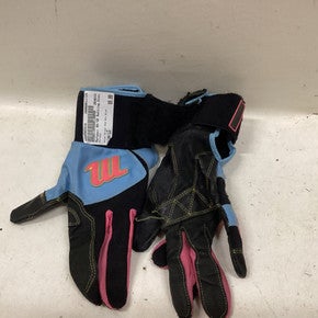 Used Marucci Bb Sb Batting Gloves Black And Sky Blue Lg 11725-s000503318