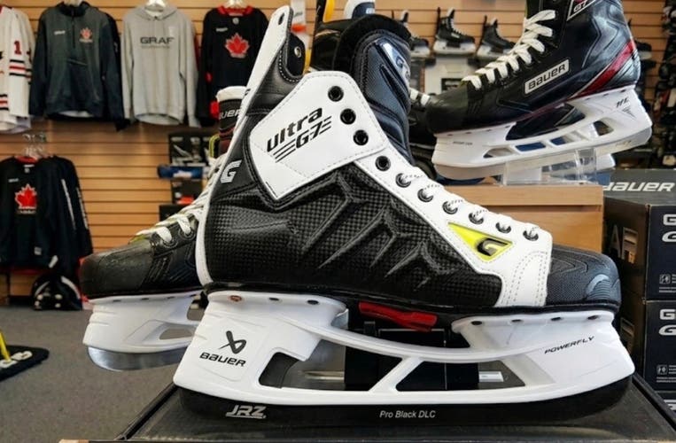 One of a kind!! Black/White 2026 Graf Ultra G7 Hockey Skates Wide Width Pro Stock 7.5.