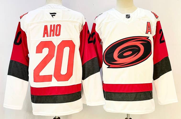 Men's Carolina Hurricanes Sebastian Aho 20 White Stitched Jersey Size 50