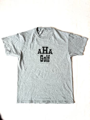 AHA Golf Graphic T-Shirt Cotton Gray Short Sleeve Crewneck Men's Size M