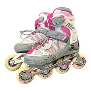 Used Oxelo Fit5 1-4 Junior Rec Fitness Skates White Adjustable 11450-s000523443