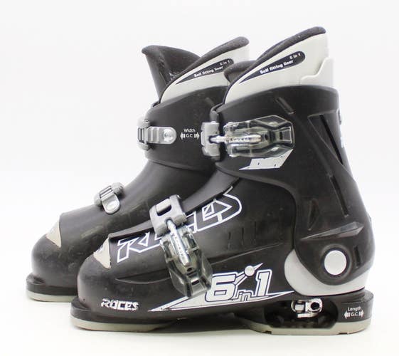 Roces Idea 6 in 1 Kids Ski Boots - Sizes 1 - 4 / Mondo 19 - 22 Used