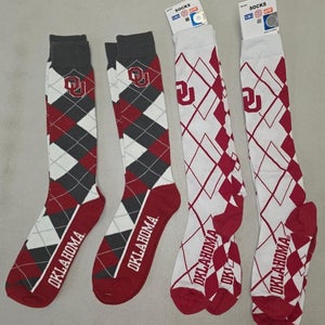 60619-23 Mens NCAA OKLAHOMA SOONERS Crew Socks Lot of 4 Pair LARGE New