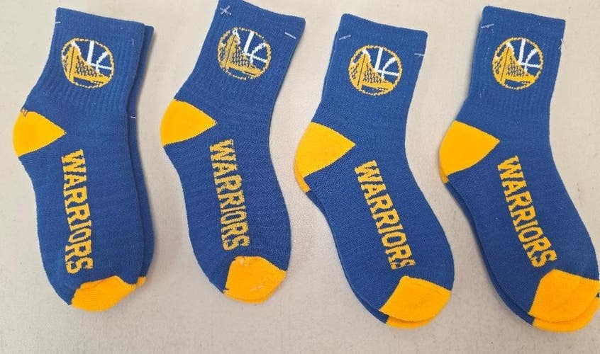 60619-47 BOYS NBA GOLDEN STATE WARRIORS Crew Socks Lot of 4 Pair New