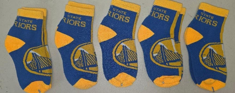 60619-49 YOUTH NBA GOLDEN STATE WARRIORS Crew Socks Lot of 5 Pair New