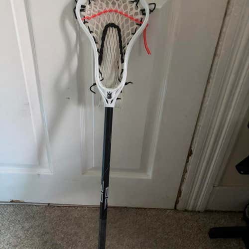 Brine Complete Lacrosse Stick — White Head, Black Shaft, Strung & Ready to Play, Like New