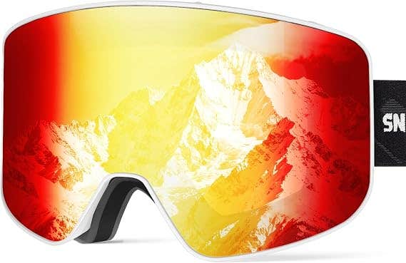 Unisex Snower Ski Snowboard OTG Goggles White Frame REVO Red (New) 805813