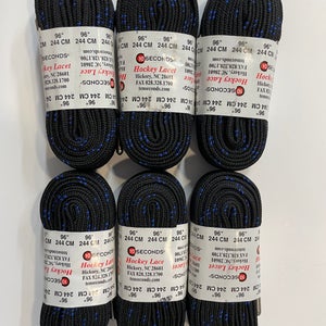 Hockey Laces 6 Pairs Black & Blue (120 inches)