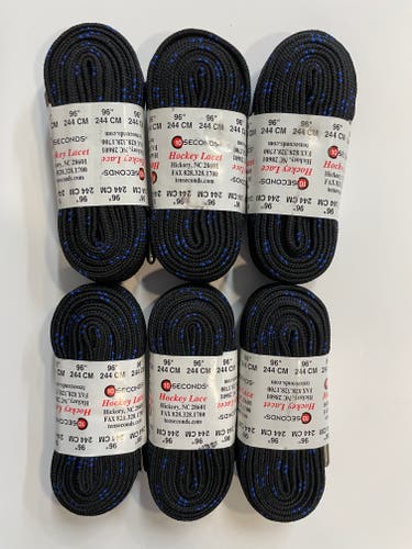 Hockey Laces 6 Pairs Black & Blue (120 inches)