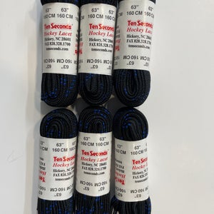 Hockey Laces 6 Pairs Black & Blue (63 inches)