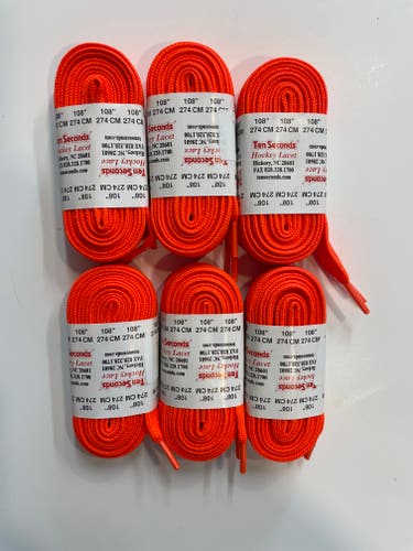 Hockey Laces 6 Pairs Neon Orange (108 inches)