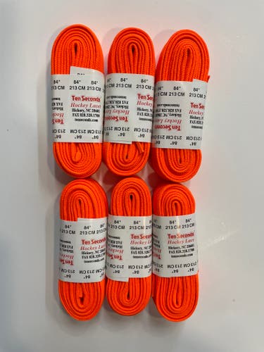 Hockey Laces 6 Pairs Neon Orange (84 inches)