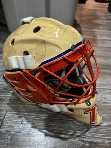 Senior Medium Bauer 961 Goalie Mask, Phantoms cream, orange and royal blue