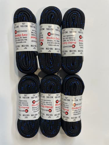 Hockey Laces 6 Pairs Black & Blue (72 inches)