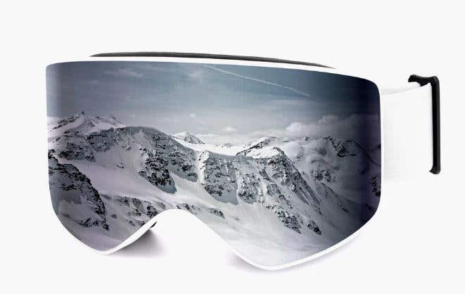 Unisex Snower Ski Snowboard OTG Goggles White Frame Silver w/ Black Strap (New) 805815