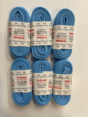Hockey Laces 6 Pairs Baby Blue (108 inches)