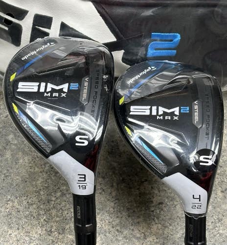 TaylorMade SIM2 MAX Rescue Hybrid Set 3H-19*, 4H-22* Ventus Stiff Flex w/ Covers