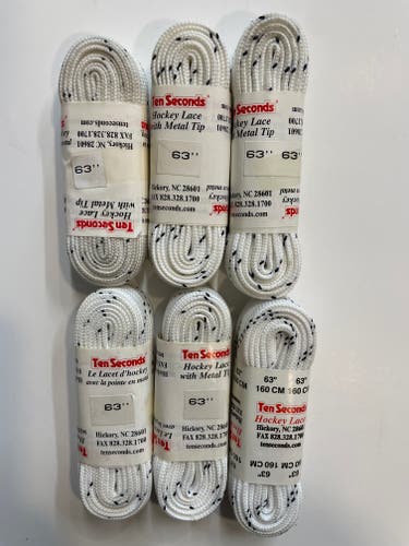 Hockey Laces 6 Pairs White & Black (63 inches)