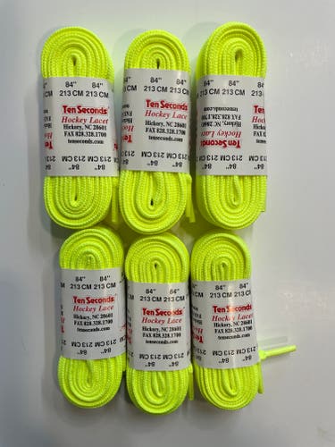 Hockey Laces 6 Pairs Neon Yellow (84 inches)